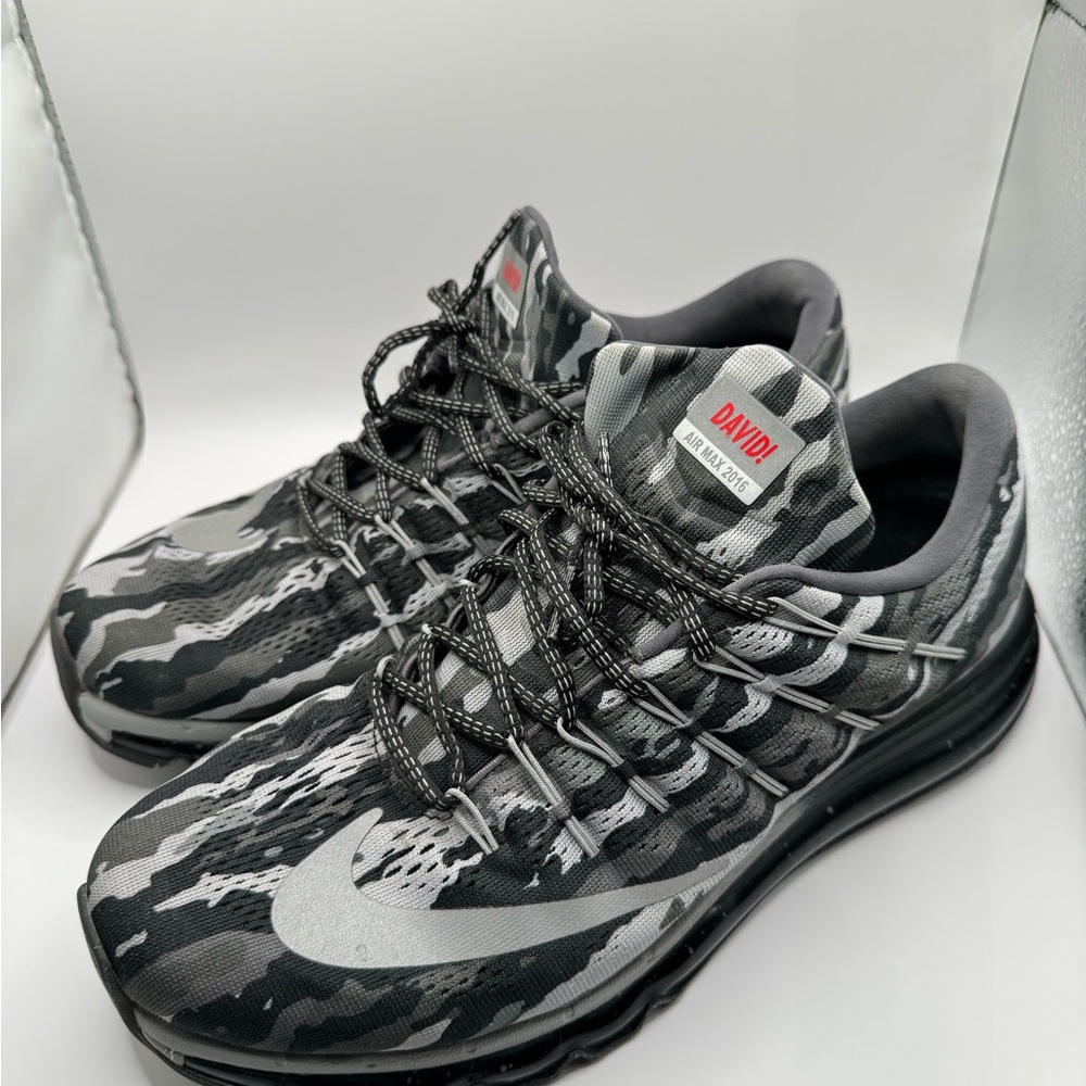 RARE Custom “David” Nike ID Air Max 2016 Camo Black and Gray Running Shoes